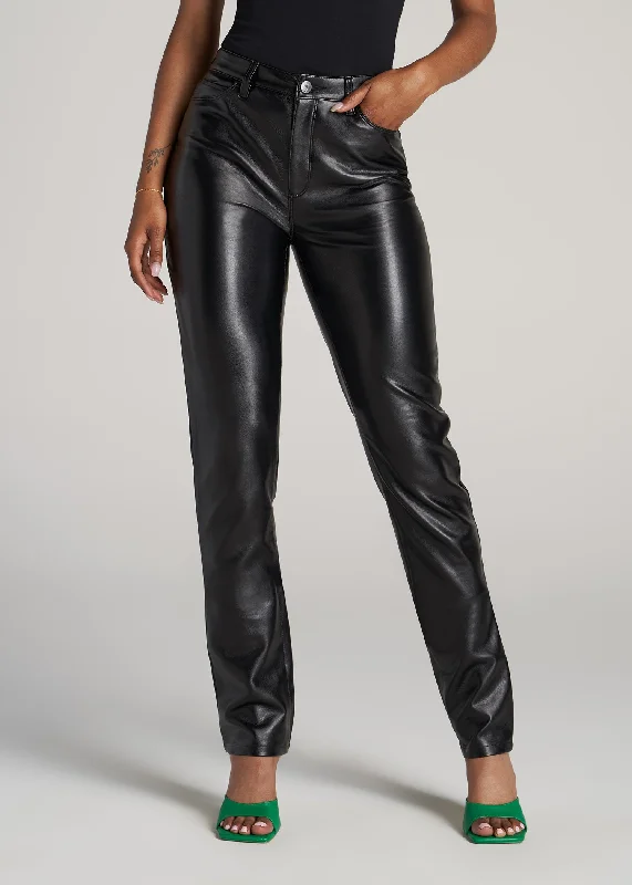 Elegant Styles Faux Leather SLIM Pants for Tall Women in Black