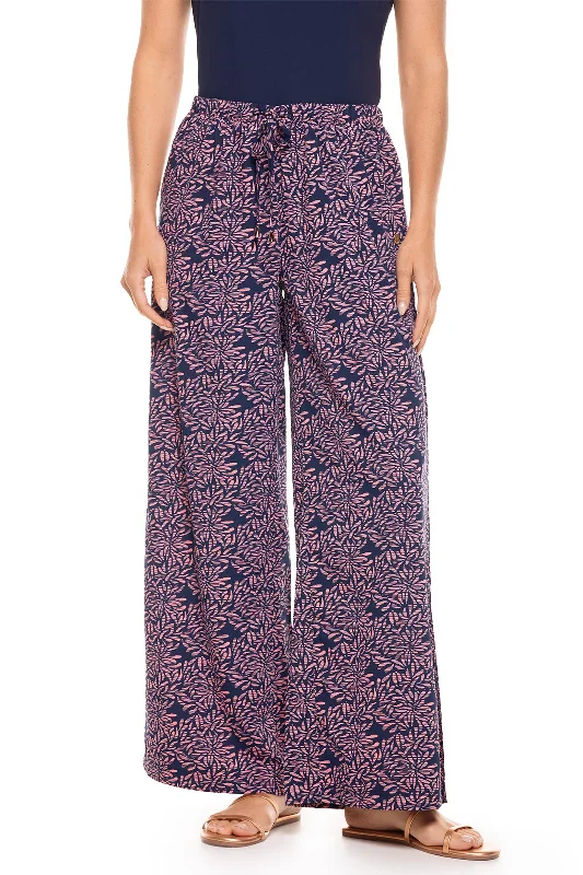 Exclusive Women's Fashion Collection Women's Petra Wide Leg Pants | Peachy Pink Etched Flowers