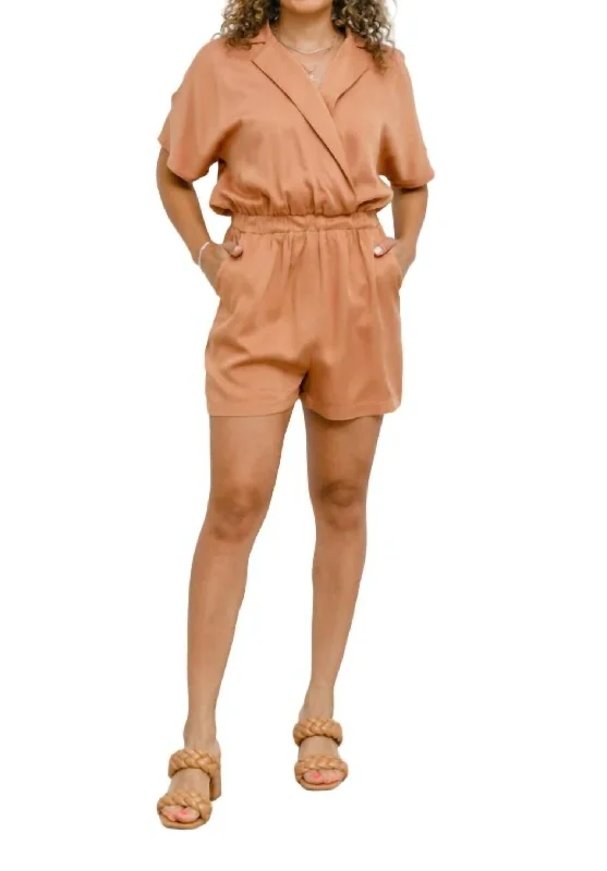 Crazy Discounts, Hurry Up Midtown Romper In Caramel