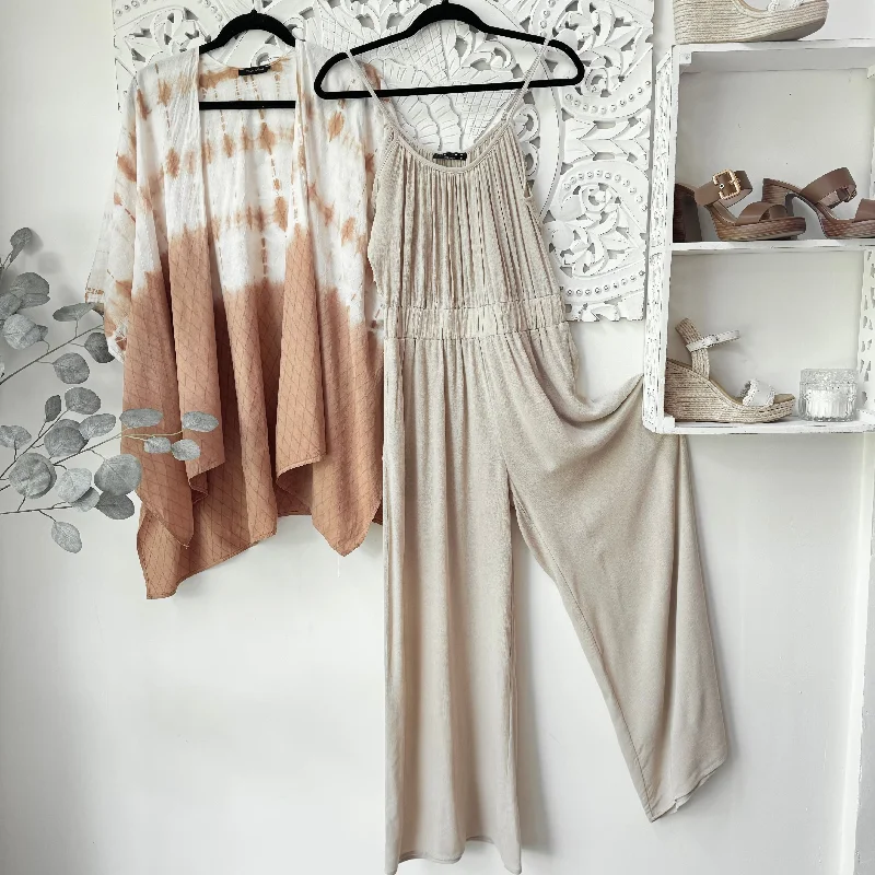 Everyday Fashion Keep it Casual Jumpsuit in Light Tan