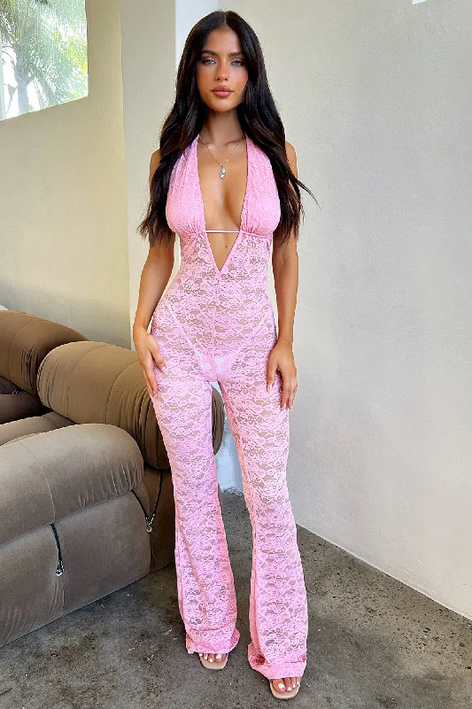 Chic Style, Always In Vogue Nayla Jumpsuit - Baby Pink