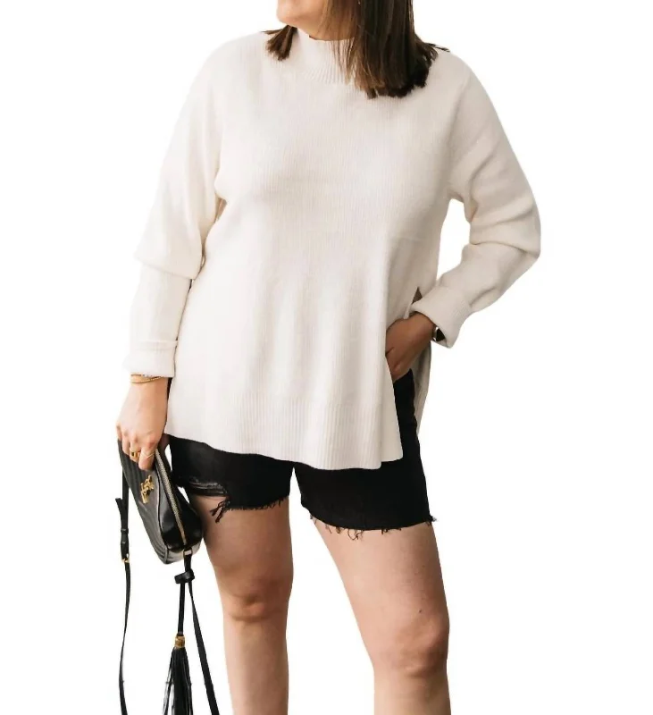 Current Trends Split Sides Sweater In Birch