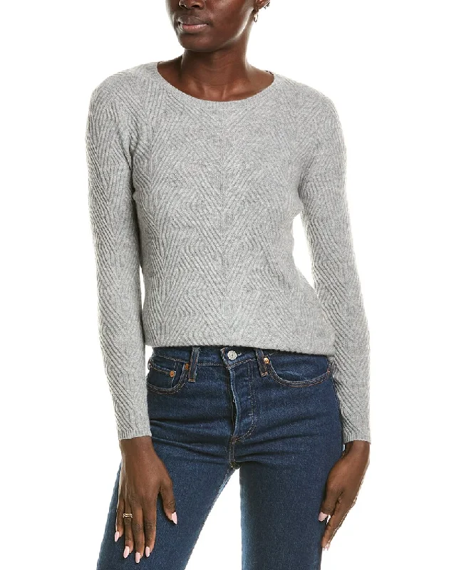 Style Breakthroughs sofiacashmere Trellis Cable Cashmere Sweater