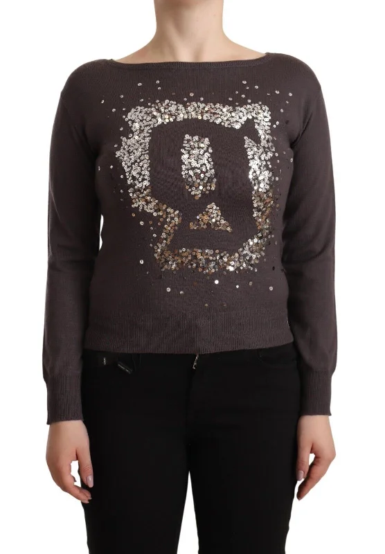 Effortless Chic for Women John Galliano  Wool Sequined Long Sleeves Pullover Women's Sweater