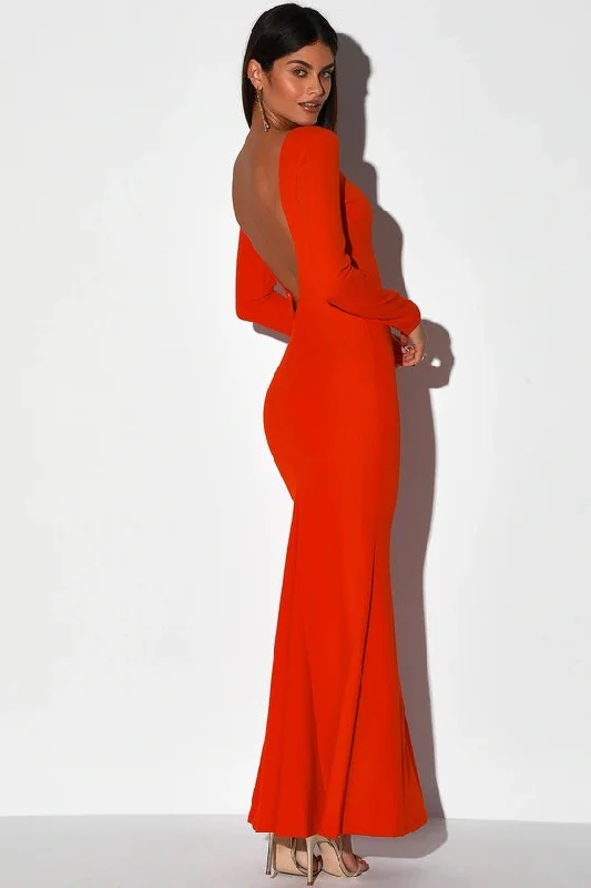 Clearance Sale Online Vision of Delight Bright Red Backless Mermaid Maxi Dress