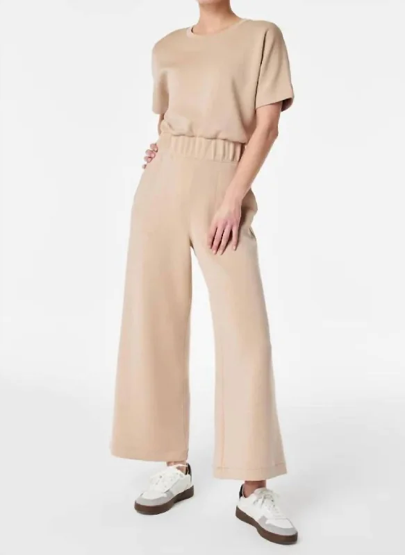 Best Online Boutiques For Women Aire Crop Wide Leg Jumpsuit In Tahini