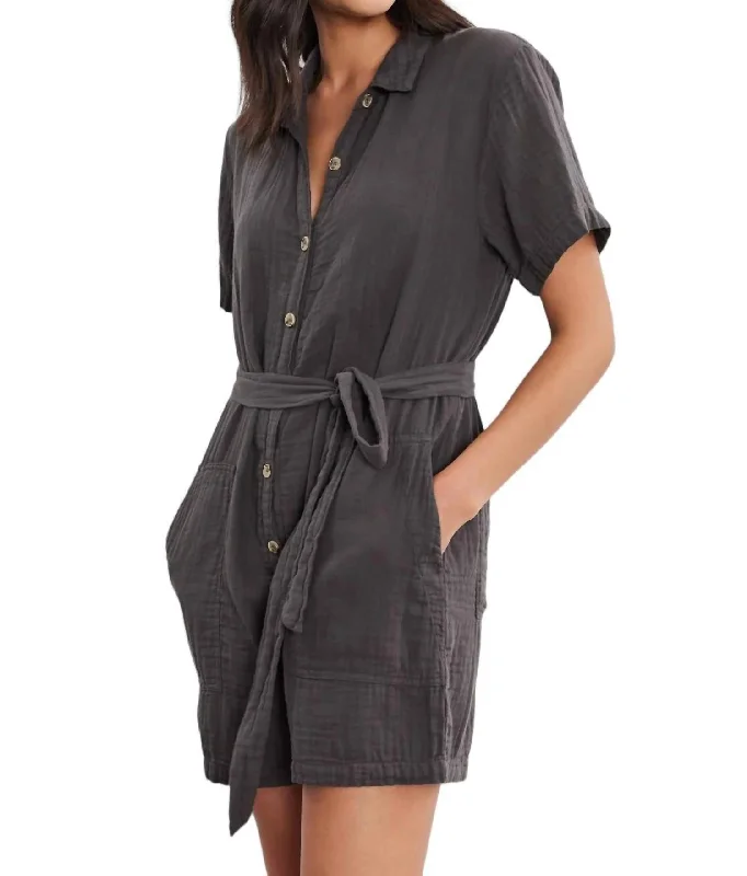 Trendy Online Boutiques Dane Cotton Gauze Romper In Smoke