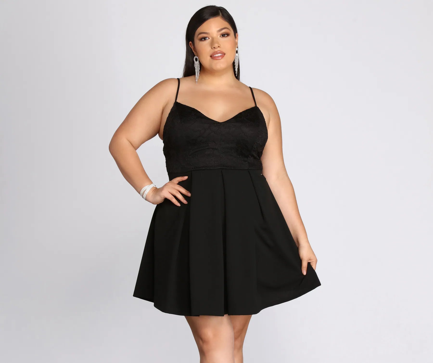 Trendy Boutiques Online Plus Lace Appeal Skater Dress