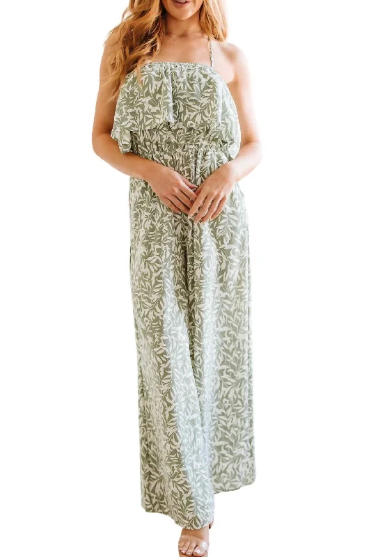 Style Versatile Women's Collection My Next Adventure Jumpsuit In Leaf Print