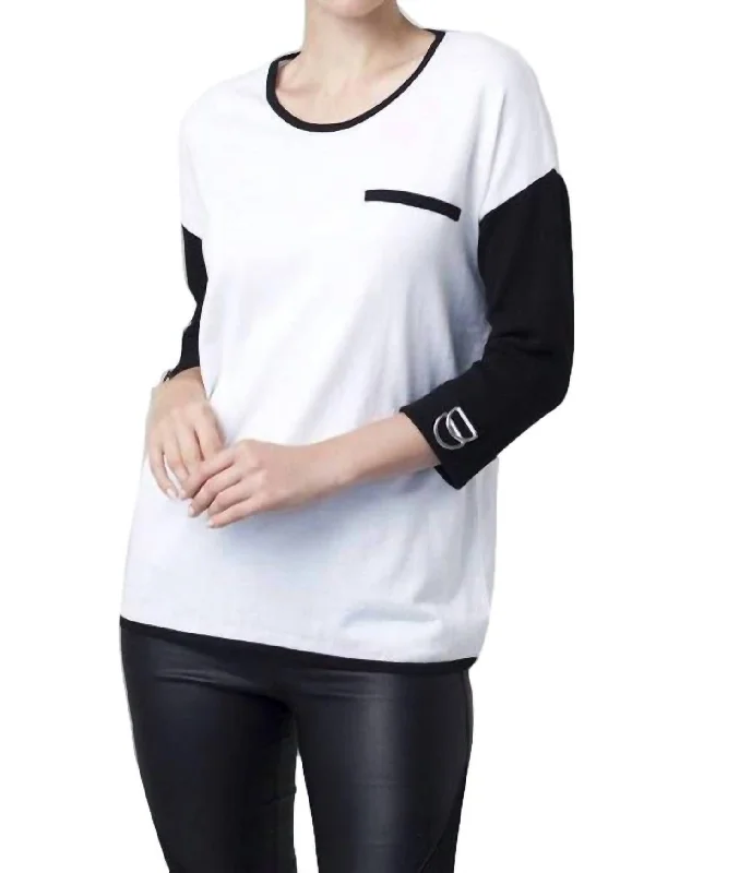 Chic And Comfortable 2-Tone Sweater In White/black