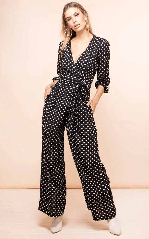 Trendy Outfits For Ladies Mossie Jumpsuit In Black Polka Dot