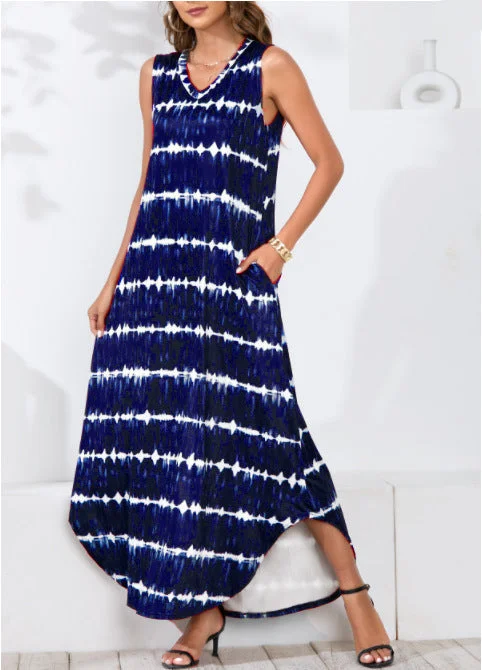 Versatile Wardrobe Essentials Powell Striped Adjustable Maxi Dress - Navy