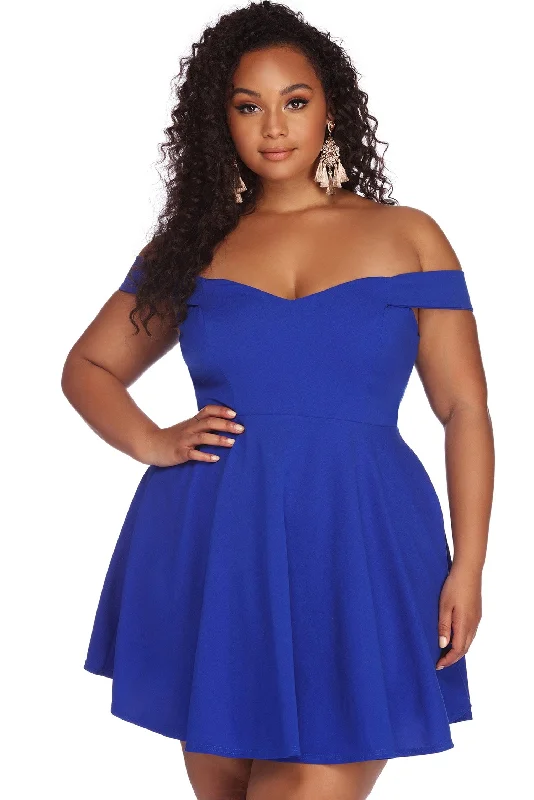 Outlet Clothing Plus Charming Sweetheart Skater Dress