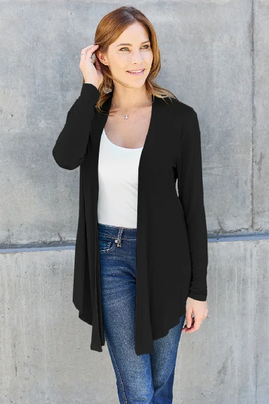 Casual Fashion Full Size Open Front Long Sleeve Cardigan