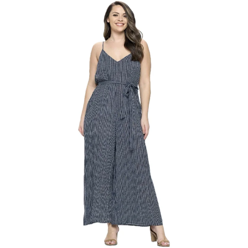 Women's Clothing Online Sale Sail Away Navy Stripe Jumpsuit (Plus Size)