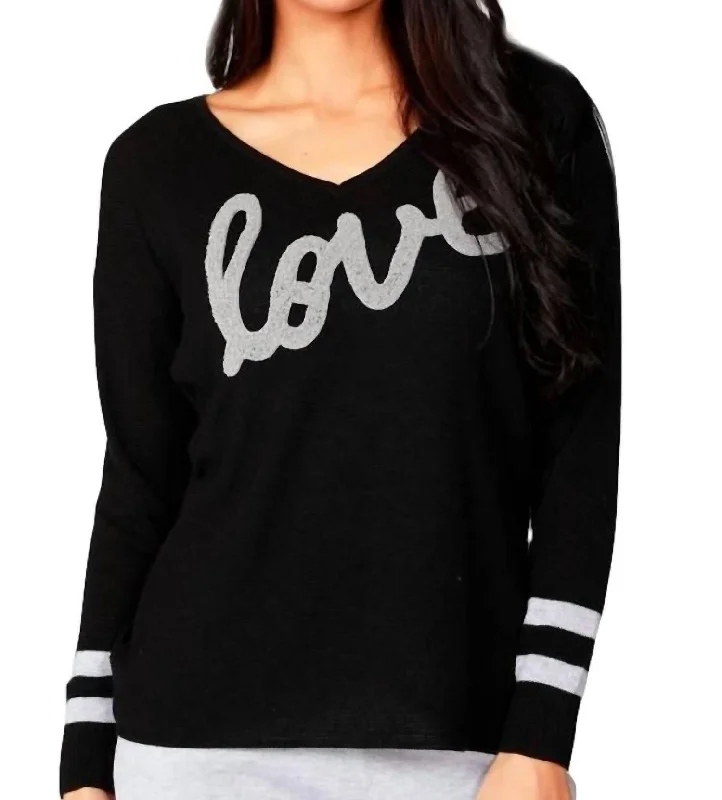 Exclusive Discount Love V-Neck Pullover In Black/gray