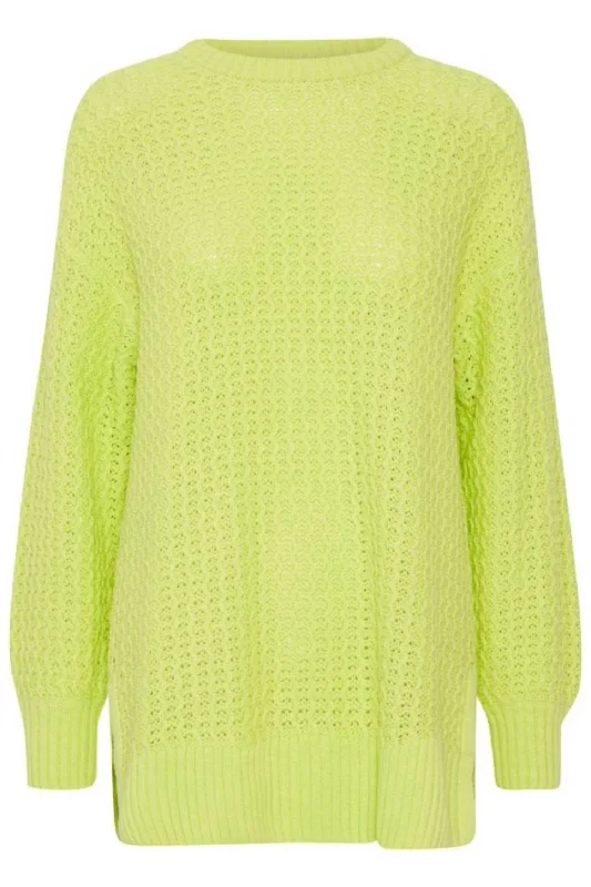 Sophisticated Outfits Women's Split Hem Sweater In Lime