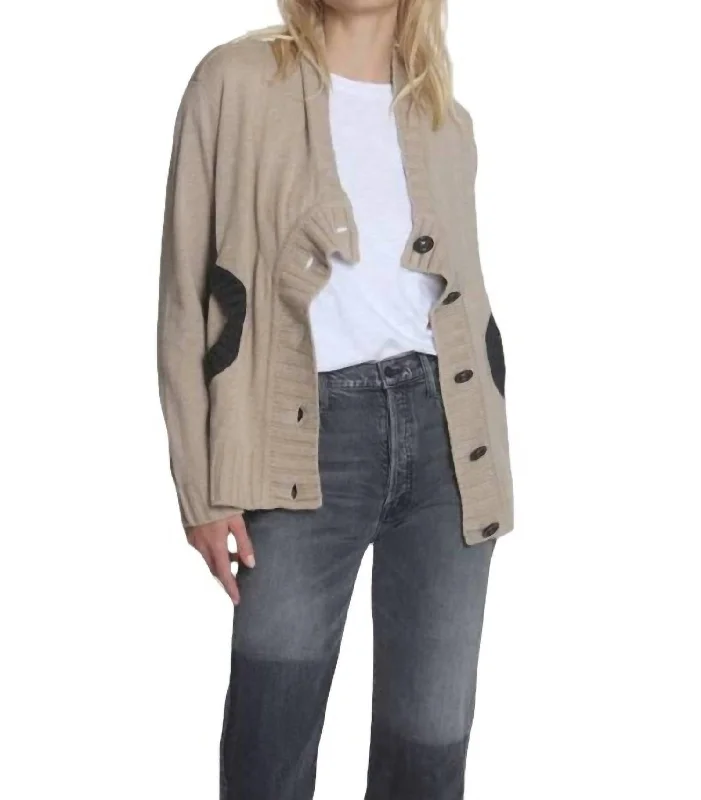 Urban Femme Streetwear Willow Button Cardigan In Barley/charcoal