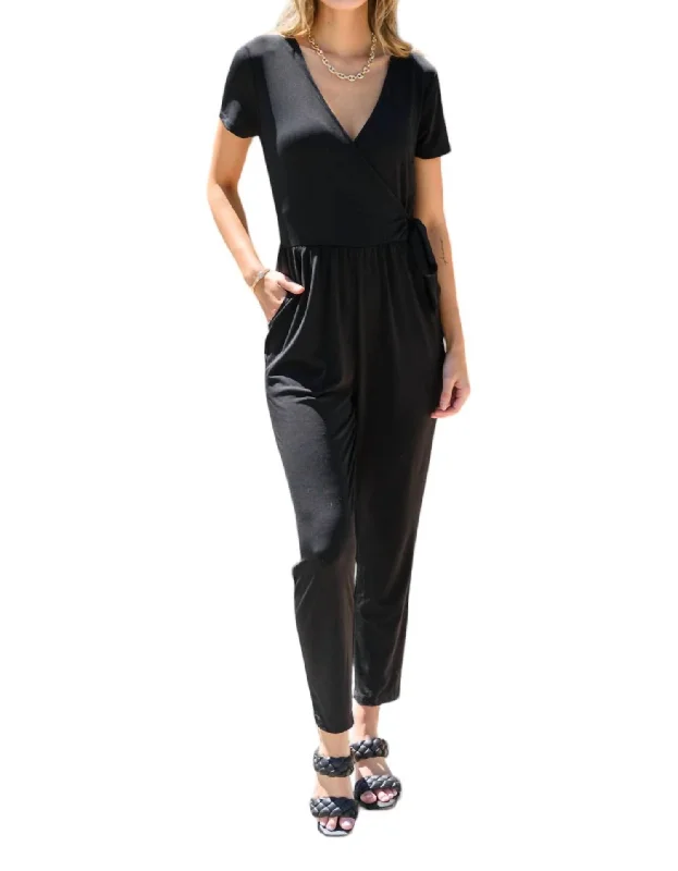 Versatile Women's Fashion Gia Faux Wrap Jumpsuit In Black