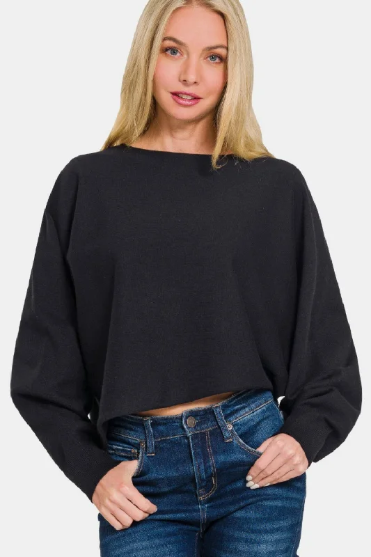 Comfy Women's Outfits for Daily Wear Asymmetric Hem Long Sleeve Sweater