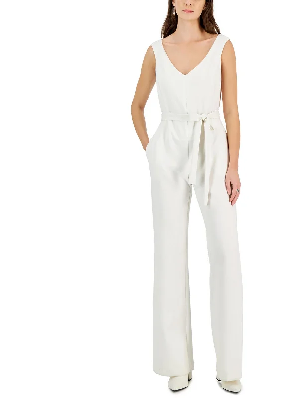 Stylish Women's Clothes for Work and Play Womens Crepe Belted Jumpsuit