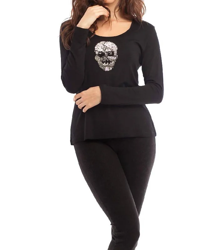 Best Online Clothing Boutiques Nicole Long Sleeve Top In Black Silver