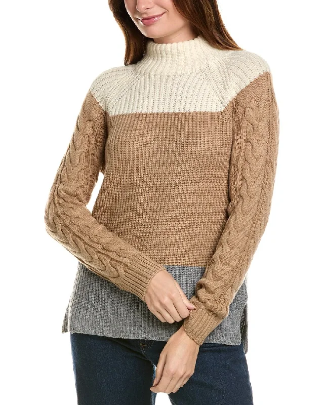 Shop Our Looks Forte Cashmere Colorblocked Funnel Neck Wool & Cashmere-Blend Sweater