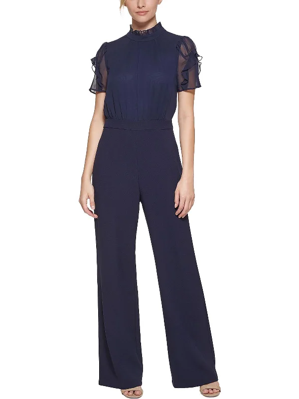 Best Clearance Sales Right Now Womens Mixed Media Wide Leg Jumpsuit