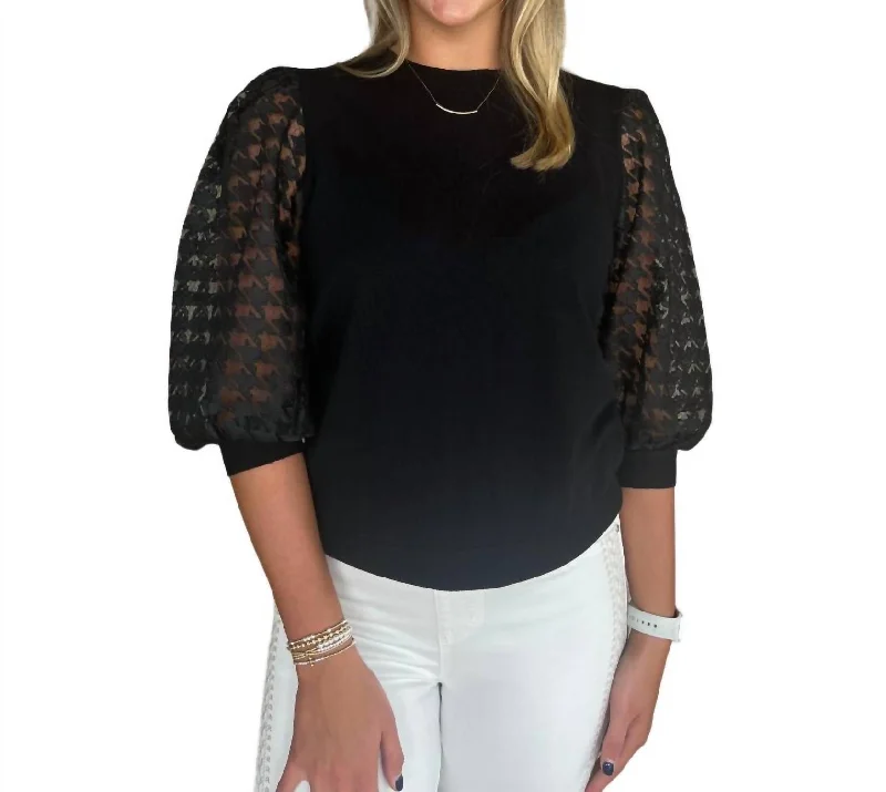 Best Online Boutiques Pattern Sleeve Sweater In Black