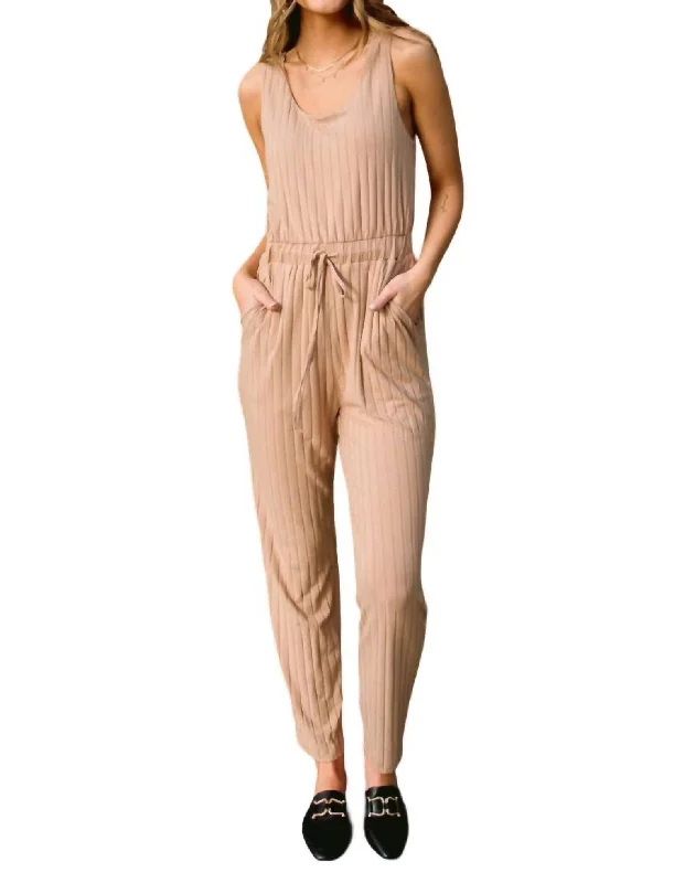 Casual Chic Clothing Cruiser Jumpsuit In Tan