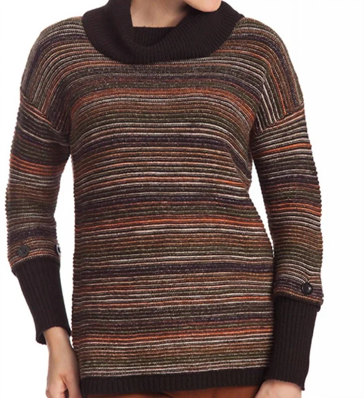 Women Wear Online Striped Detachable Sleeve Pullover In Black Multi