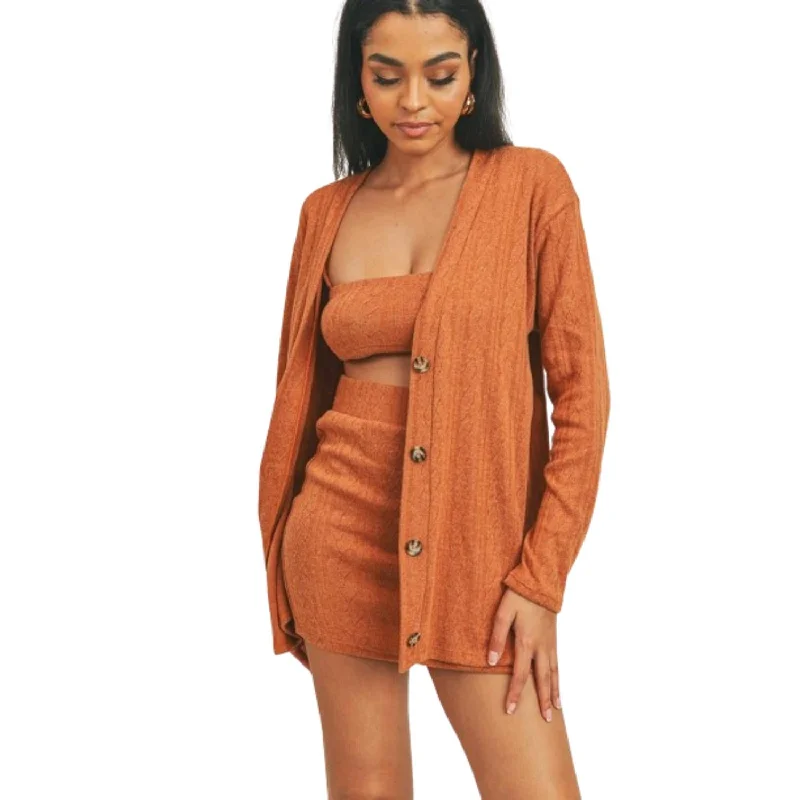 Final Sale Cardigan Solid Color 3 Piece Set