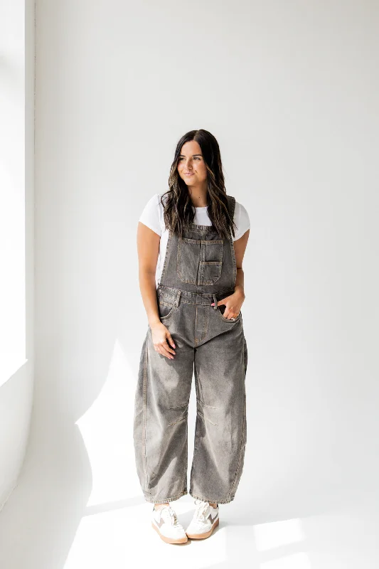 Versatile Wardrobe Essentials We The Free Good Luck Barrel Overall | Archive Grey