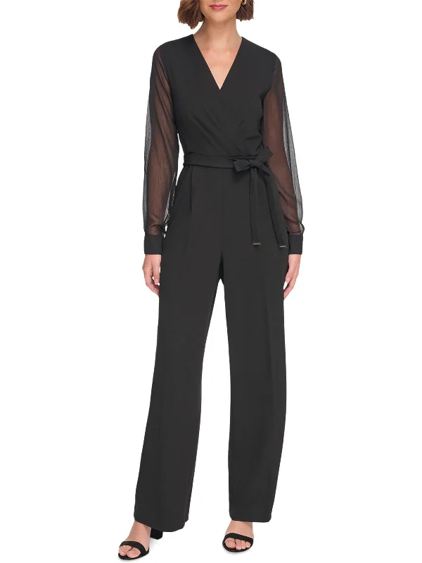 Stylish Looks Womens Surplice Wide Leg Jumpsuit