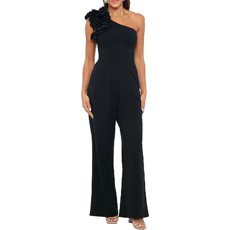 Gift Ideas Petites Womens One Shoulder Ruffle Jumpsuit