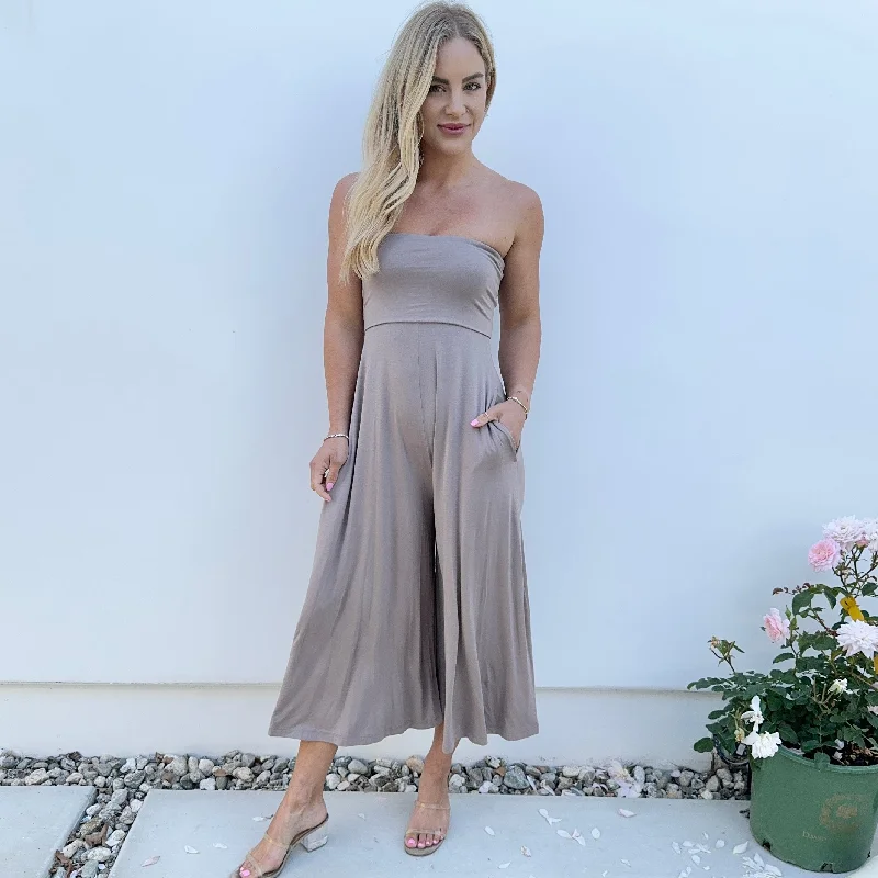 Online Boutiques Best Lounge in Comfort Jersey Jumpsuit in Mocha