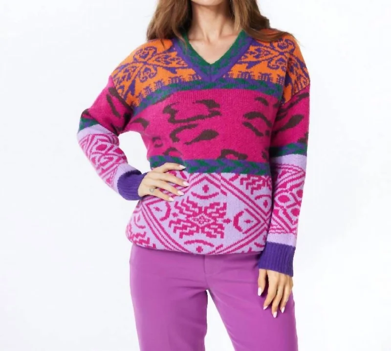 Big Discounts Sweater Jacquard Colored In Fuchsia