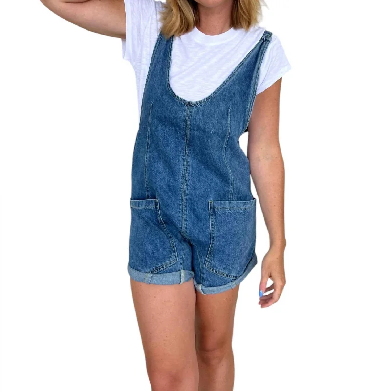 Chic Trends Unveiled Take It Slow Romper In Denim