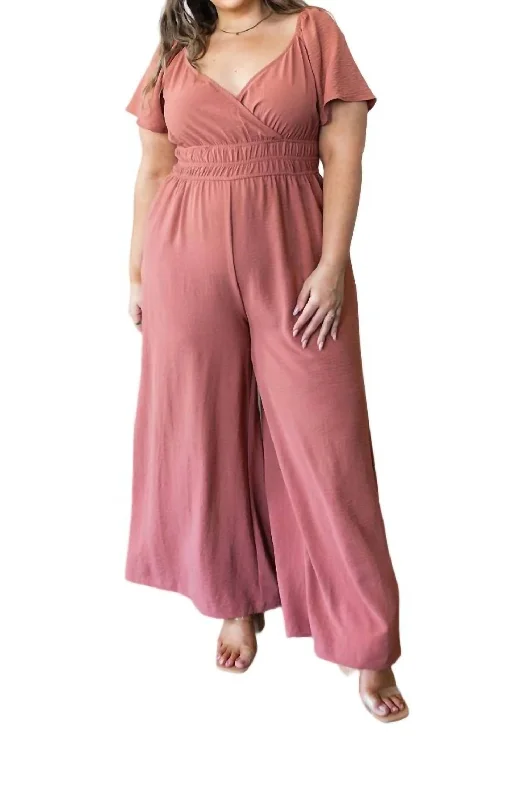 Trendy Aesthetics Wandering Valley Wide Leg Jumpsuit In Mauve