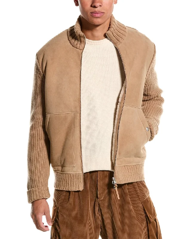 Elegant Fashion Moncler Wool & Leather Cardigan