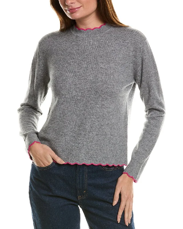 Explore What's New Forte Cashmere Scallop Edge Boxy Cashmere Sweater