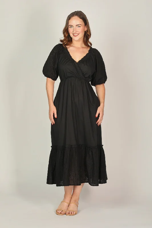 Versatile Outfits Alison Broderie Anglaise Dress in Black