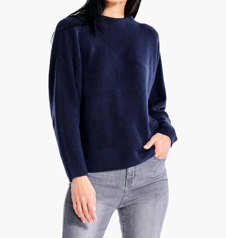 Flash Sales Today Shaker Knit Mock Sweater In Dark Indigo