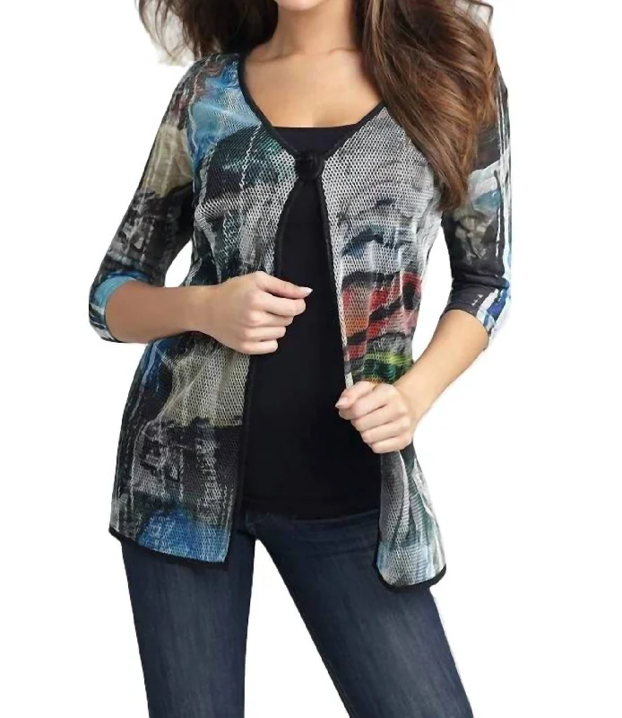 Online Boutique Stores Daybreak Long Cardigan In Black Multi