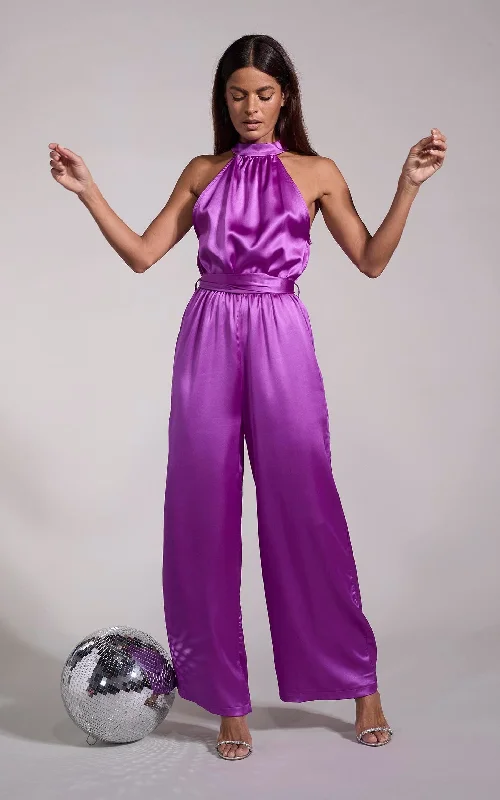 Casual Fashion Jovina Halterneck Jumpsuit in Vibrant Purple