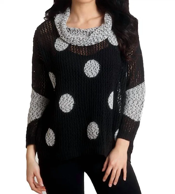 Clothing Store Crochet Dot Cowl In Black/frost