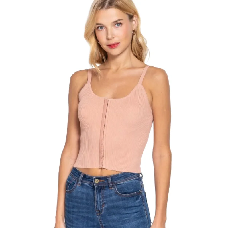 Step Ahead, Lead The Trend Front Closure With Hooks Sweater Cami Top