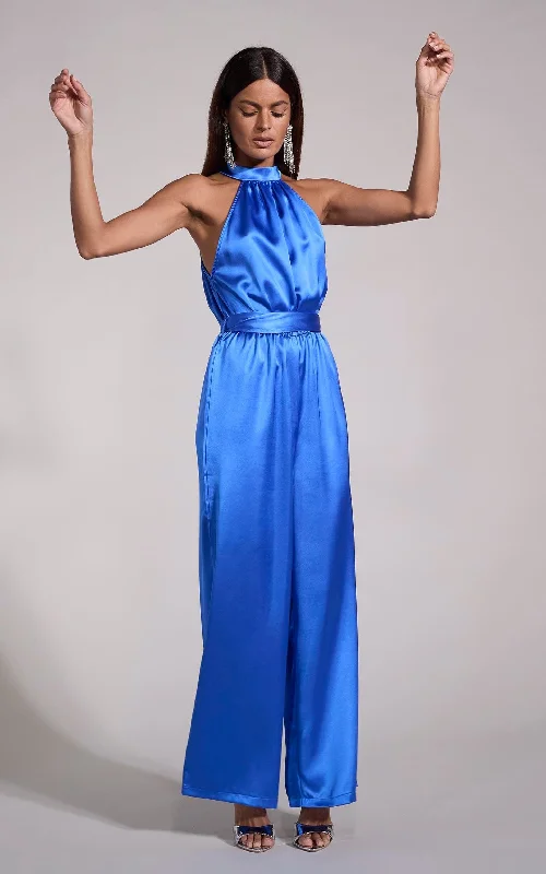 Fashion Essentials Jovina Halterneck Jumpsuit in Cobalt Blue