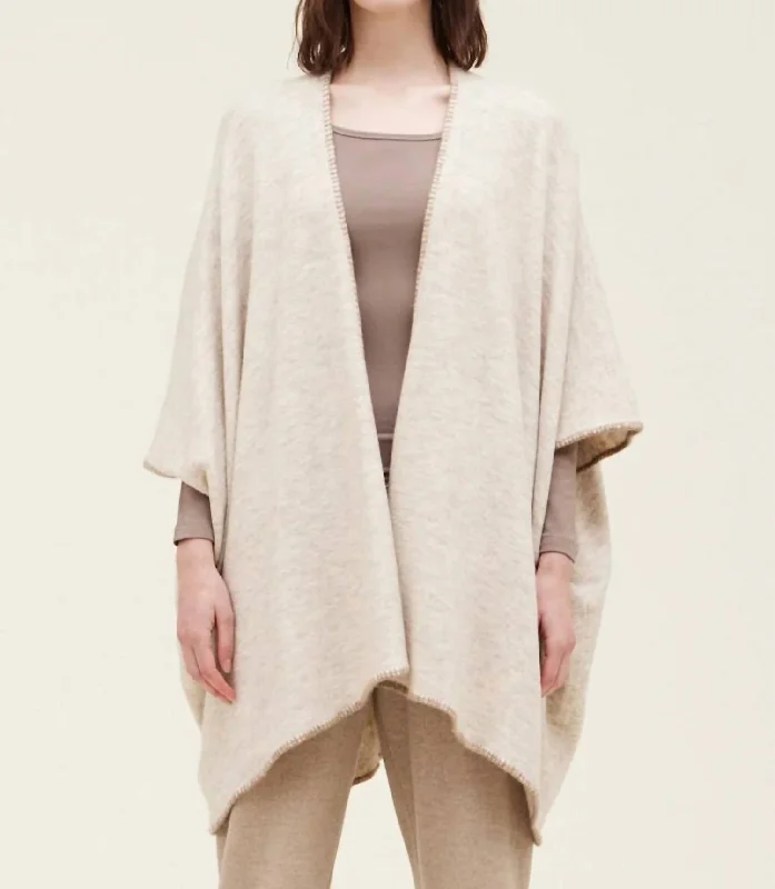 High-Quality Women's Fashion Dresses Whipstitch Poncho Cardigan In Natural