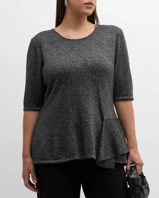 Fashionista Favorites Plus Size Cashmere Lurex Peplum Top